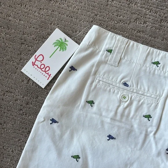 Lilly Pulitzer White Skirt with Blue and Green Embroidered Frogs - Picture 8 of 9